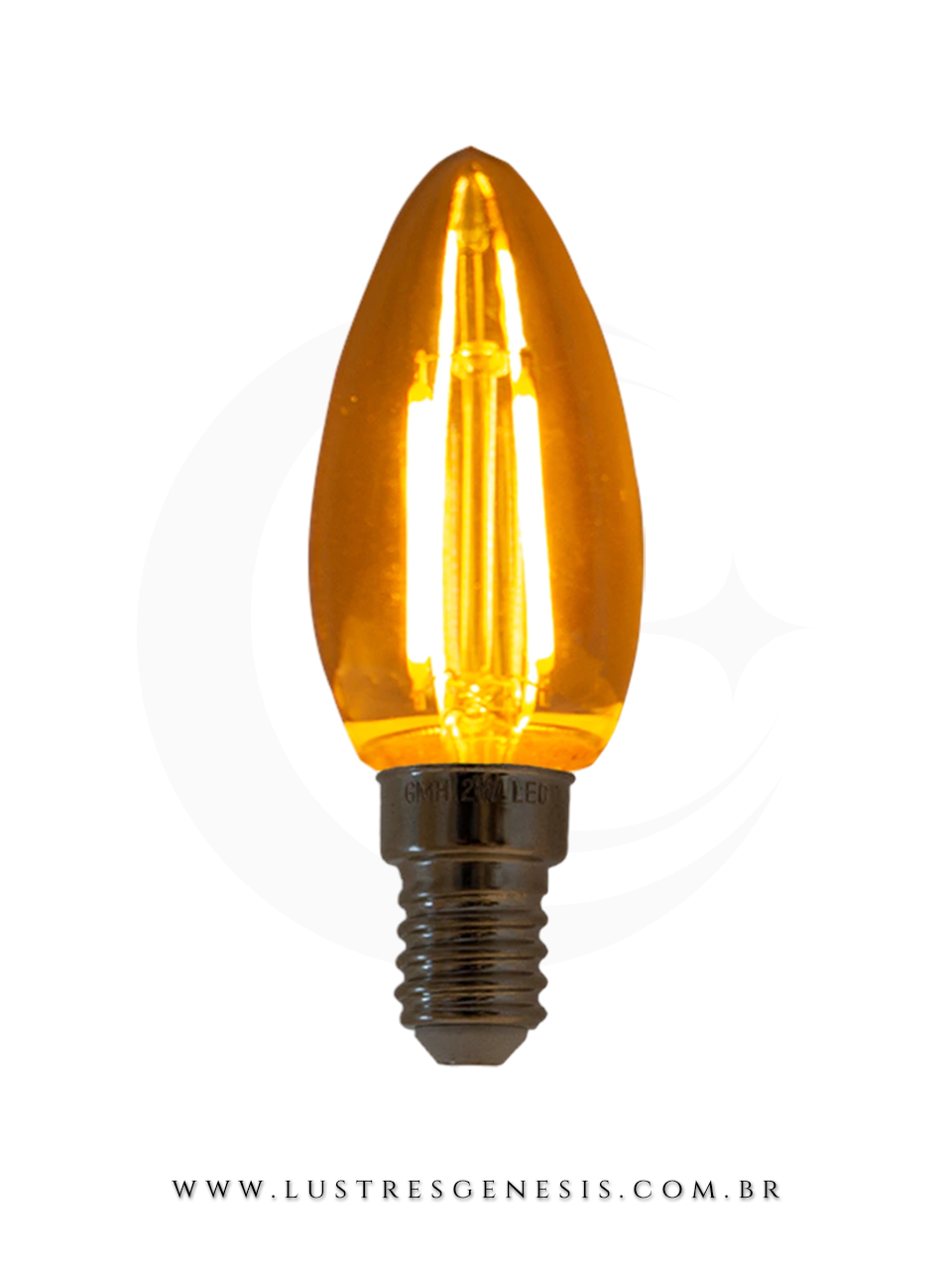 Lâmpada de filamento de LED modelo vela 2W Squirrel Cage GMH, ideal para lustres e ambientes decorativos